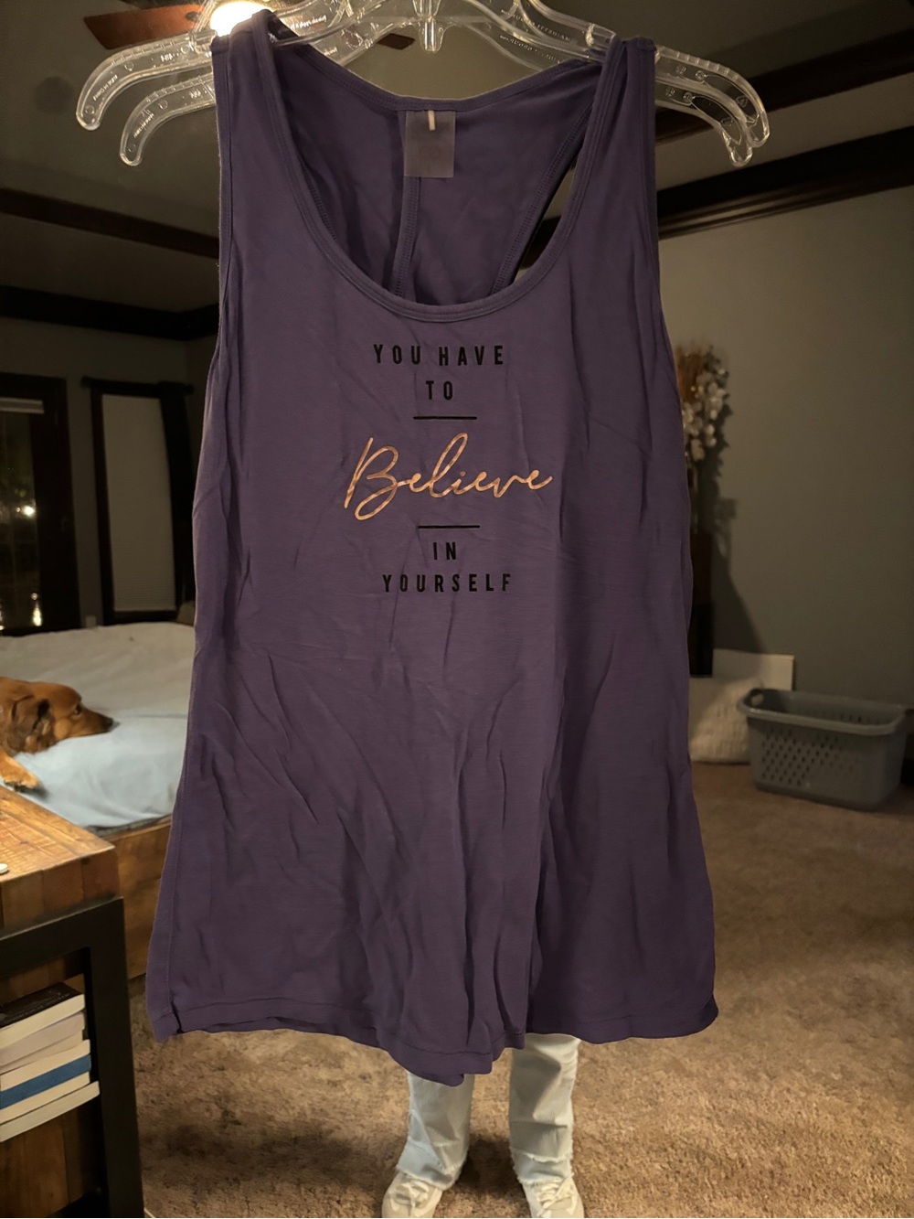 Calia Purple Graphic Racerback Tank - "Believe"